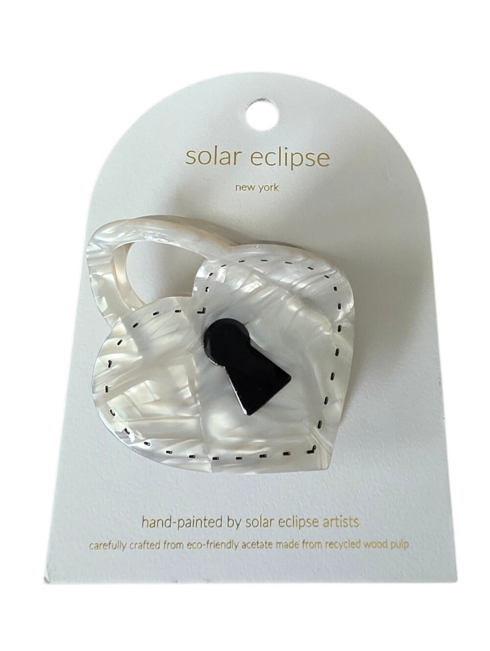 Solar Eclipse Hand Painted Heart Locket Hair Clip